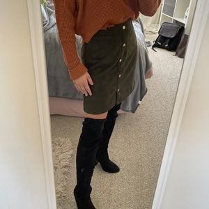 Loft Olive Green Suede Skirt